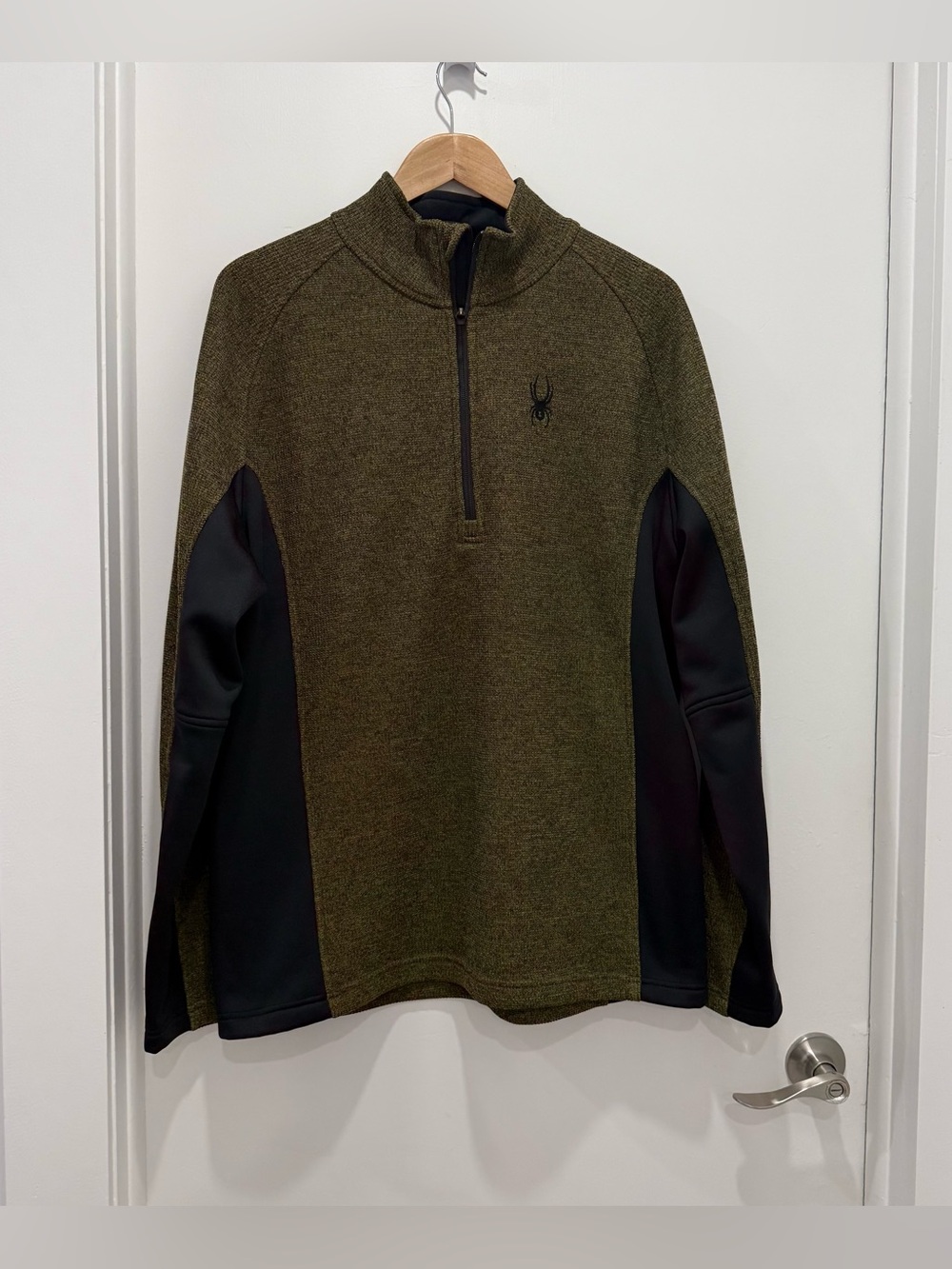 Spyder Stryke Men’s XL Half Zip Sweater Fleece Pullover Olive Green Black